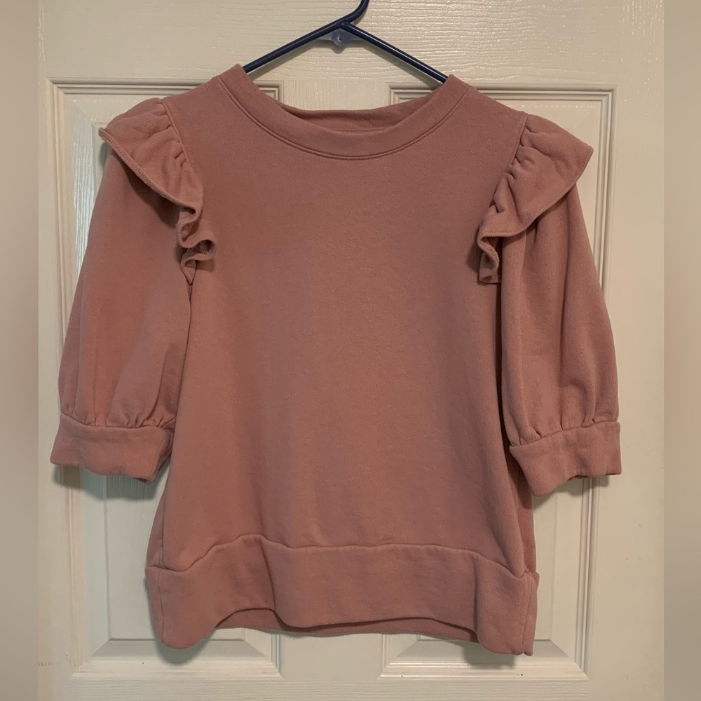 Sweatshirt Short Sleeve with Puff Ruffle Shoulder